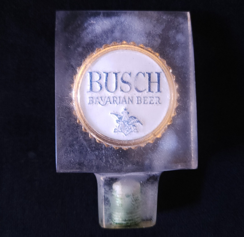 Vintage Busch Bavarian Draft Beer Frosted Acrylic Home Bar Tap Square Handle